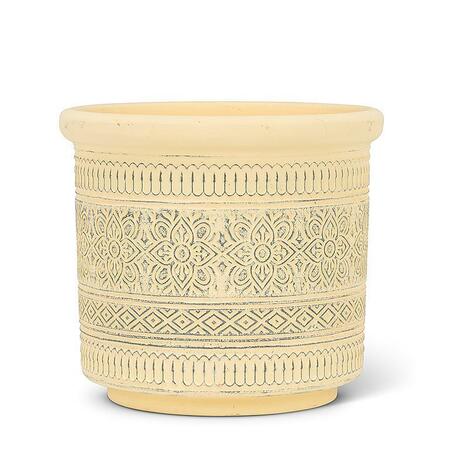 Yellow Embossed Band Pot