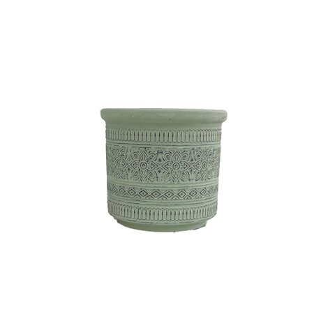 Green Embossed Band Pot 5"