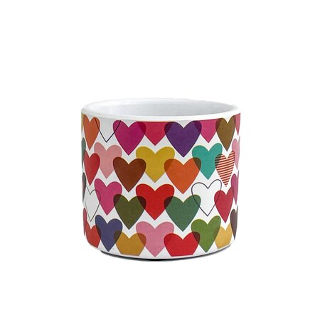 Multicolour Hearts Pot 3"