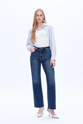 Blue High Rise Wide Jeans