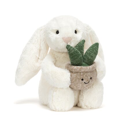 Bashful Cream Bunny with Plant