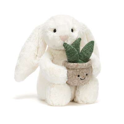 Bashful Cream Bunny with Plant