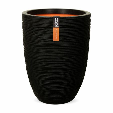 CAPI Black Low Elegant Rib Vase