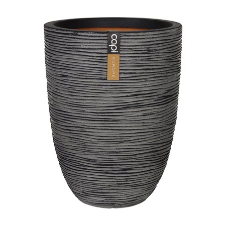 CAPI Dark Grey Elegant Low Rib Vase