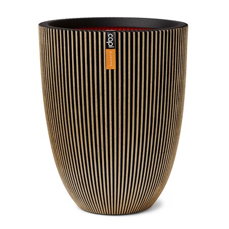 CAPI Groove Elegant Low Vase Black Gold
