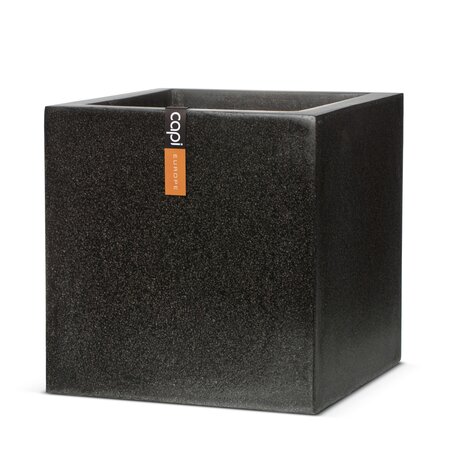 CAPI Smooth Cube Planter Black