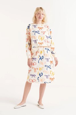 Midi Skirt with Bow Print