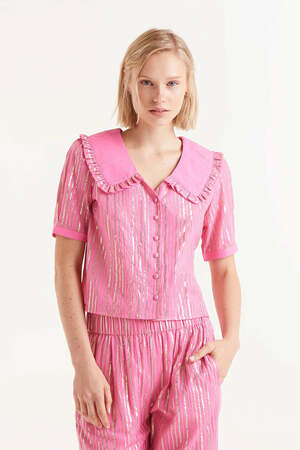Pink Lurex Short Sleeve Shirt