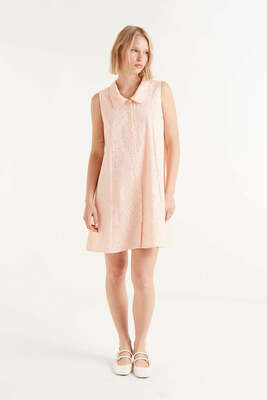 Short Orange Embroidered Cotton Dress