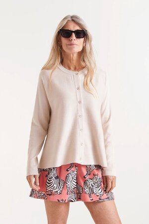 Beige Fluid Knit Cardigan