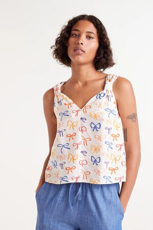 Strappy Top with Bow Print