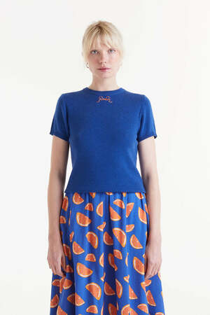 Knitted Top with Orange Bow