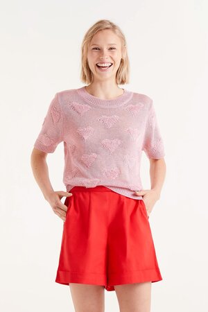 Pink Heart Knitted Sweater
