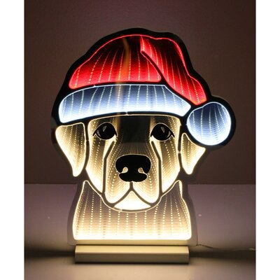 LED Santa Dog w Base