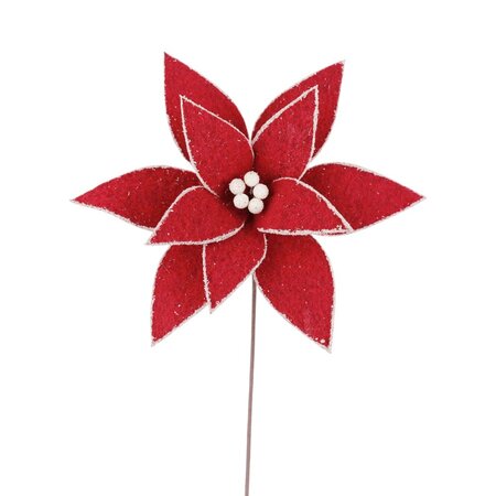 Red w/ Wool Poinsettia Stem
