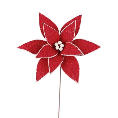 Red w/ Wool Poinsettia Stem