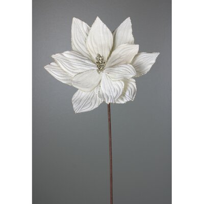 Ivory Velvet Glitter Poinsettia Stem