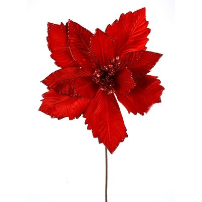 Red Glitter Poinsettia Stem