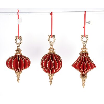 Glitter Finial Ornament Red/Gold