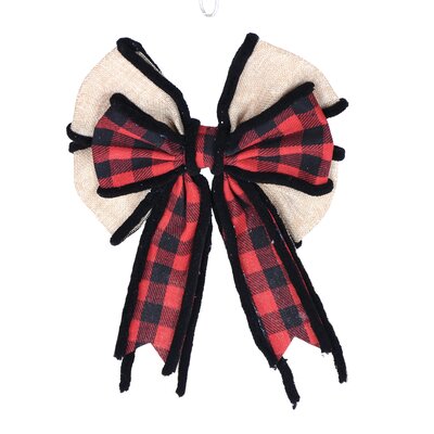Check Burlap Bow Ornament