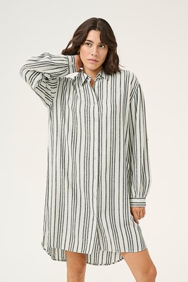 KC-S Blk Stripe LS Shirt Dress