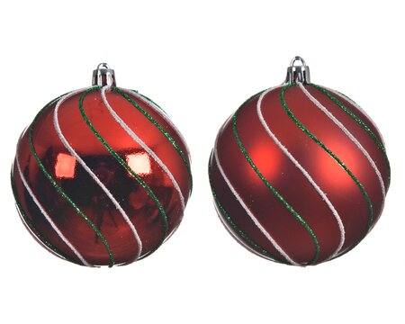 Red Glitter Swirl Ball Ornament