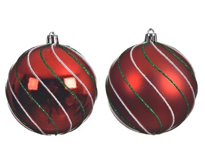 Red Glitter Swirl Ball Ornament