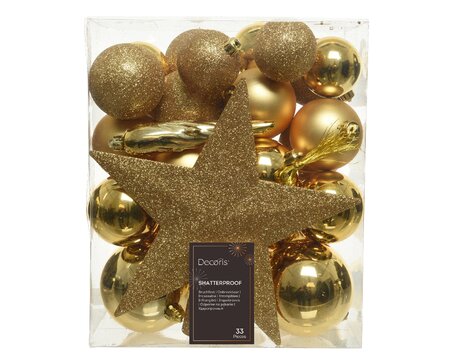 Gold Tree Topper and Ornaments