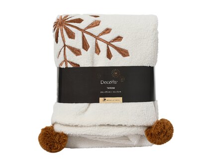 White Embroidered Snowflake Blanket