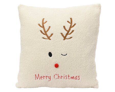 White Square Reindeer Pillow