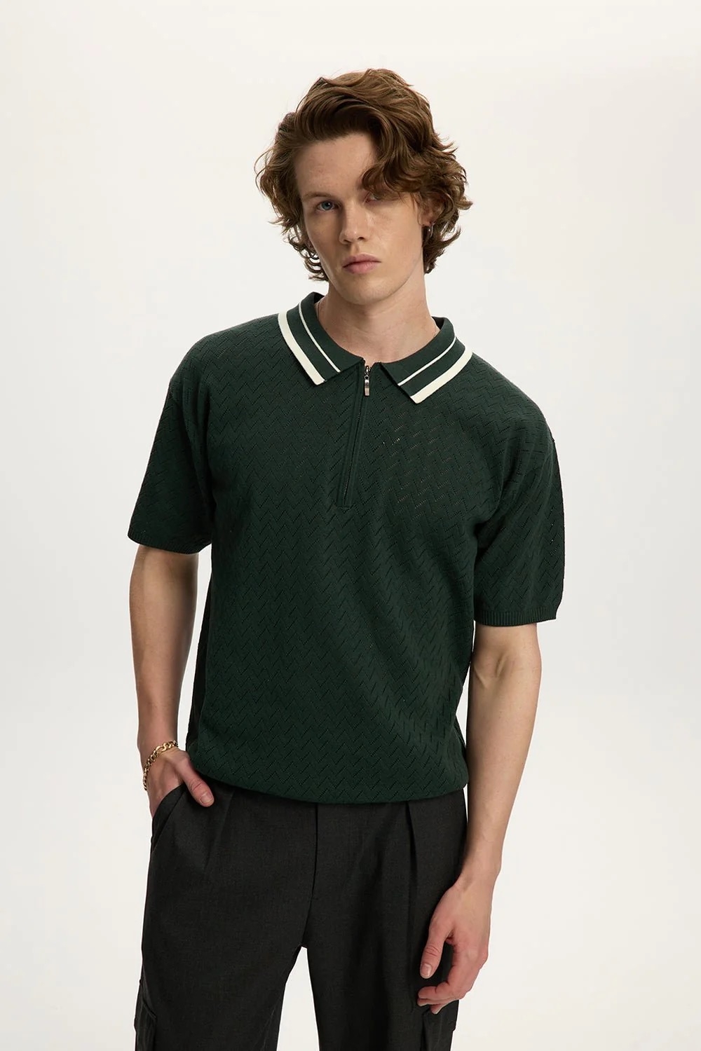 Green Knit Zip Polo Shirt - Lacoste Garden Centre webshop | Winnipeg