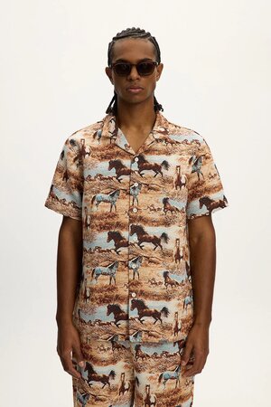 Stallion Tapestry Button Top