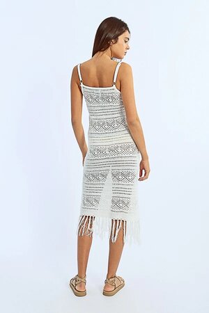 Brown Fringe Tank Dress