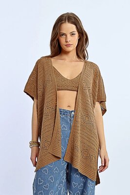 Borwn Knit SS Cardi
