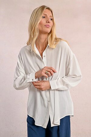 White Button Long Sleeve Top