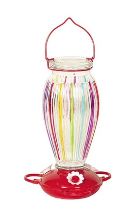 Coloured Stripes Glass Hummingbird Feeder
