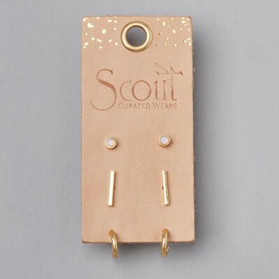 Gold Scarlett Trio Studs